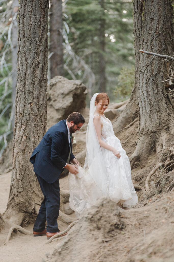 sweet elopement couple during their adventure elopement in lake tahoe