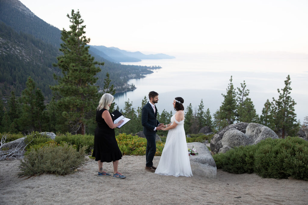 lake tahoe elopement ceremony on a mountain overlook