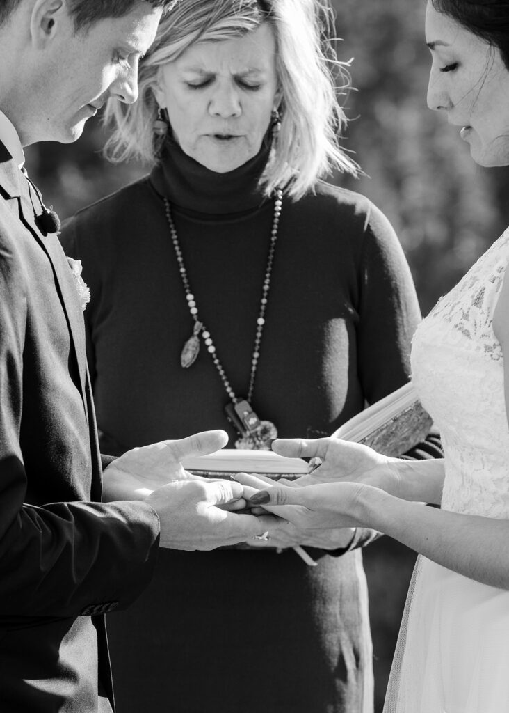emotional and candid Eagle rock elopement ceremony with beautiful views