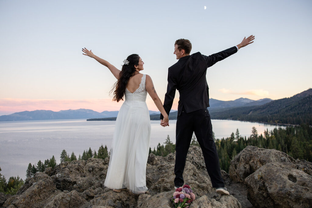 simple elopement inspiration at eagle rock, lake tahoe
