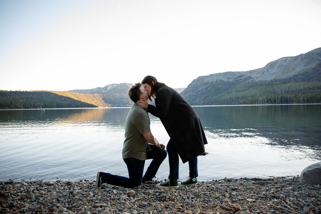 surprise proposal at fallen leaf lake, lake tahoe