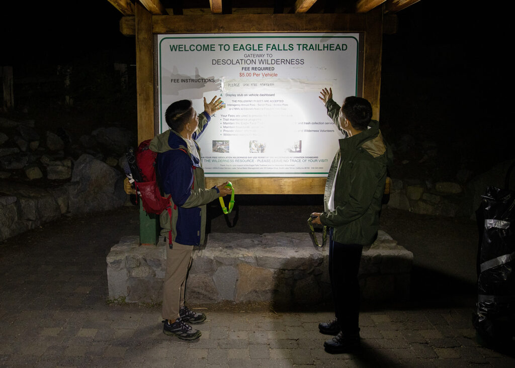 lgbtq elopement couple during their lake tahoe hiking elopement