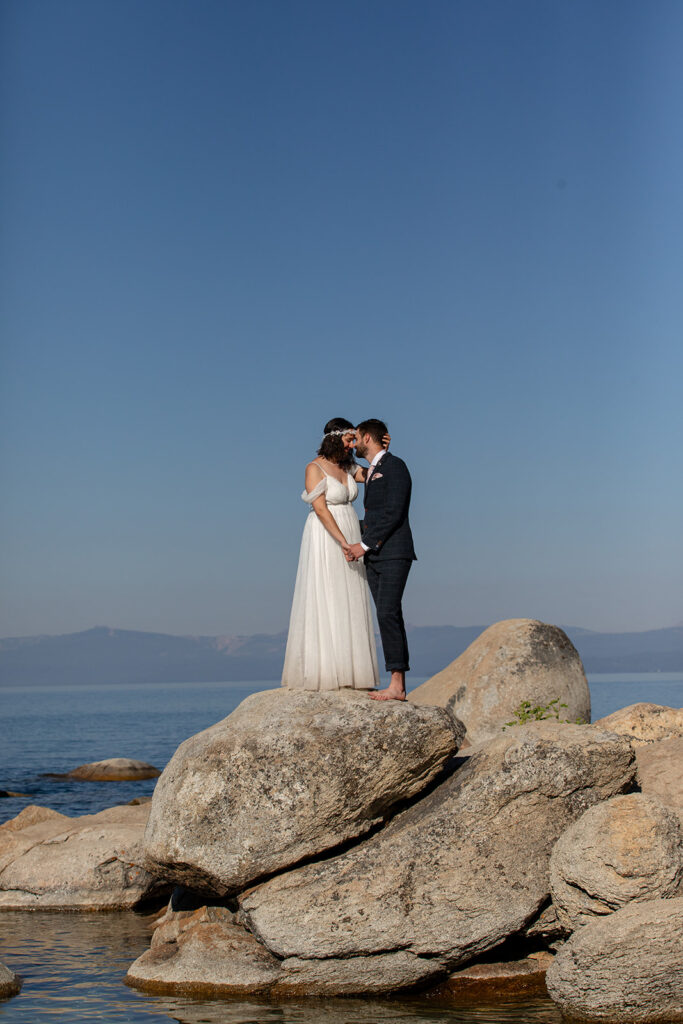 romantic full day elopement in lake tahoe with water views
