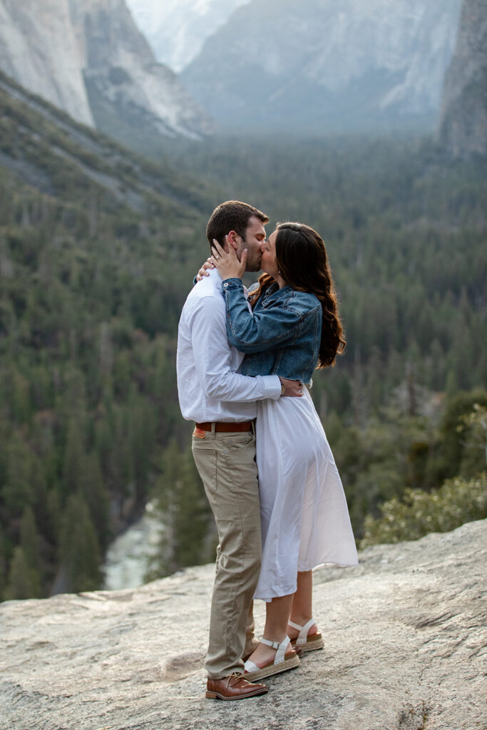 candid and playful couple during their adventurous engagement session in Yosemite National Park