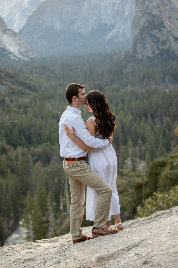 candid and playful couple during their adventurous engagement session in Yosemite National Park