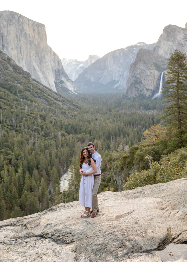 dreamy Yosemite engagement photos with mountain and forest views