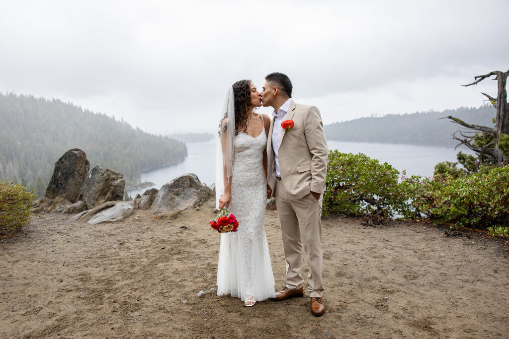 romantic rainy emerald bay elopement day 