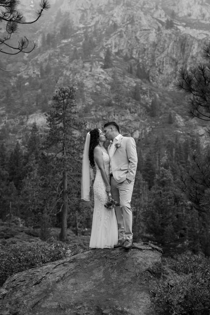romantic rainy emerald bay elopement day 
