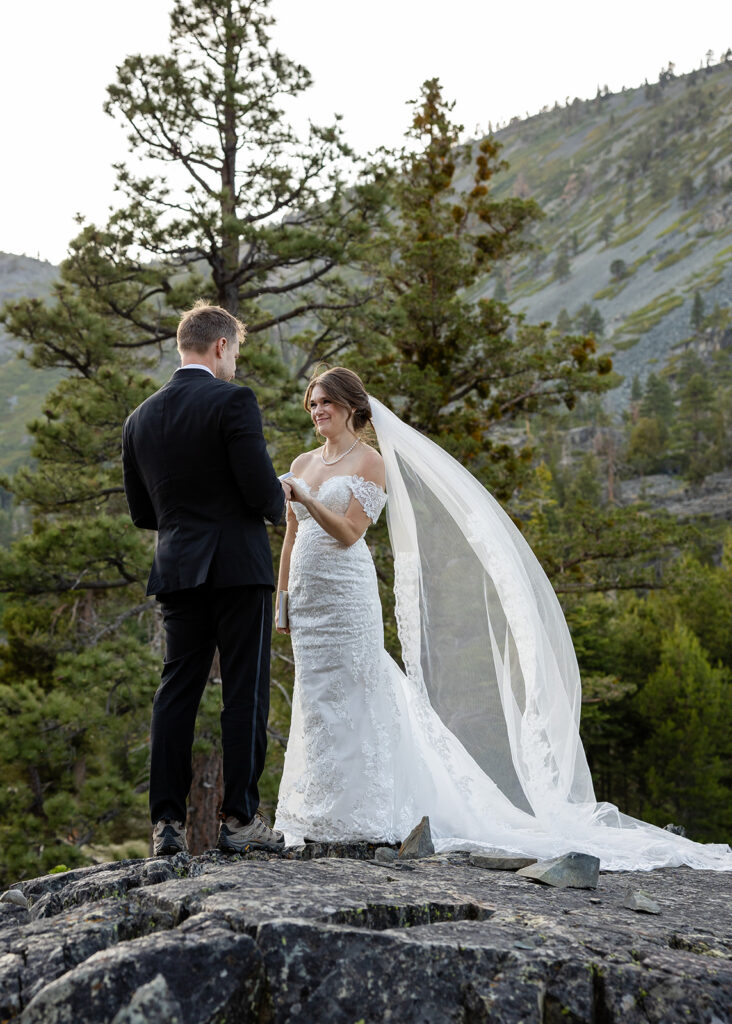 candid lake tahoe elopement ceremony