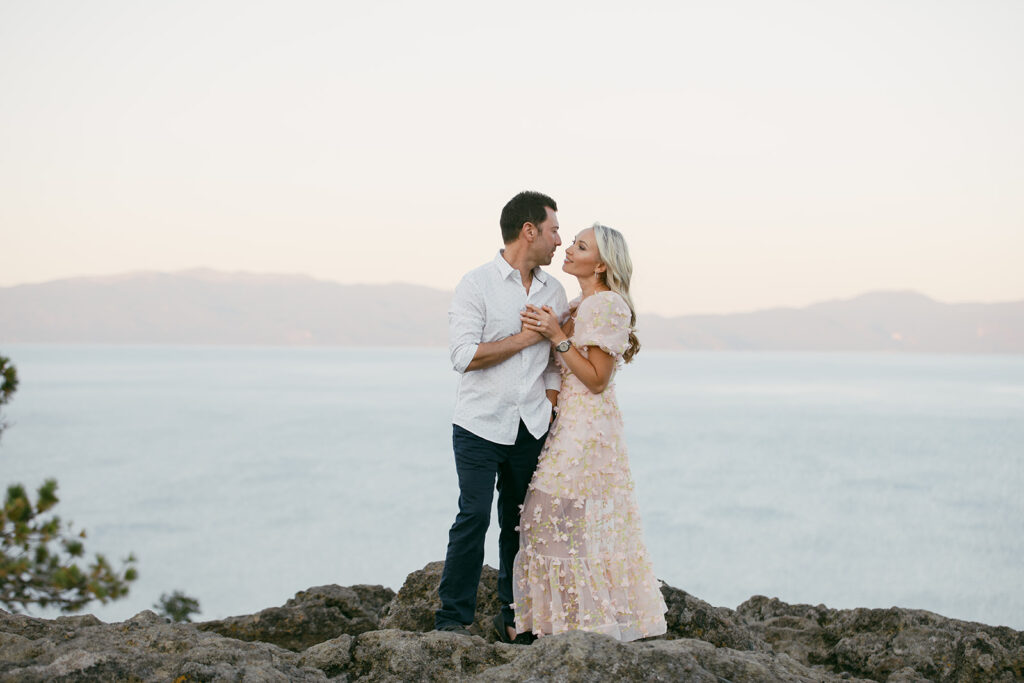 dreamy mountain engagement photos at Eagle Rock, Lake Tahoe