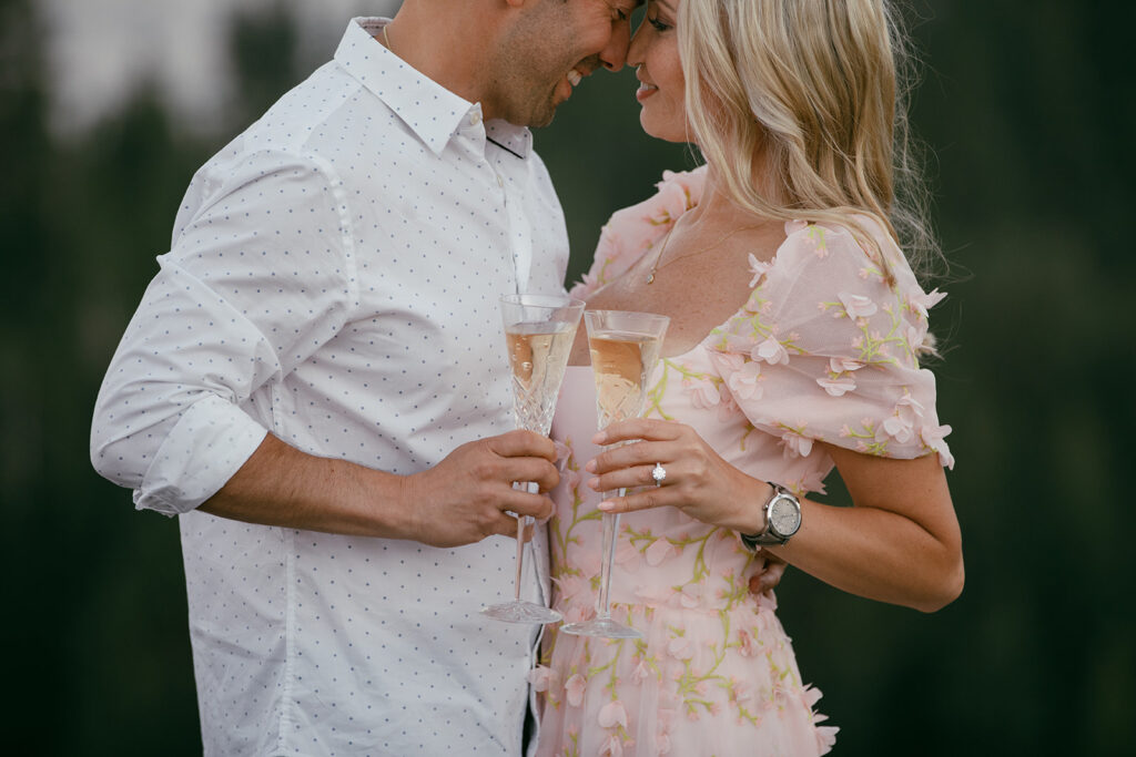 sweet couple toasting champagne together