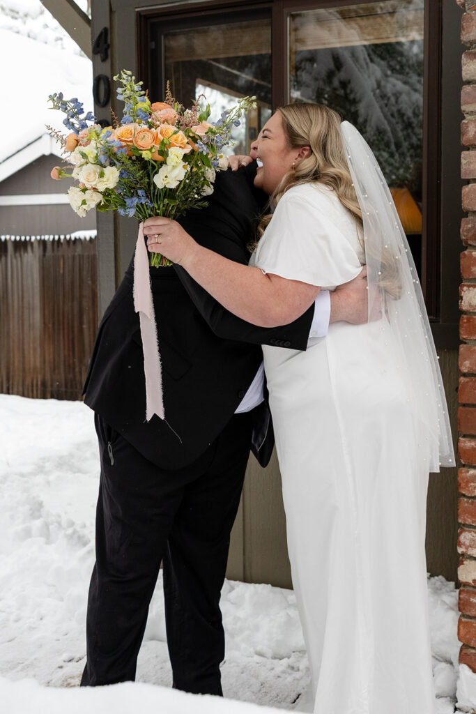 bride and groom first look