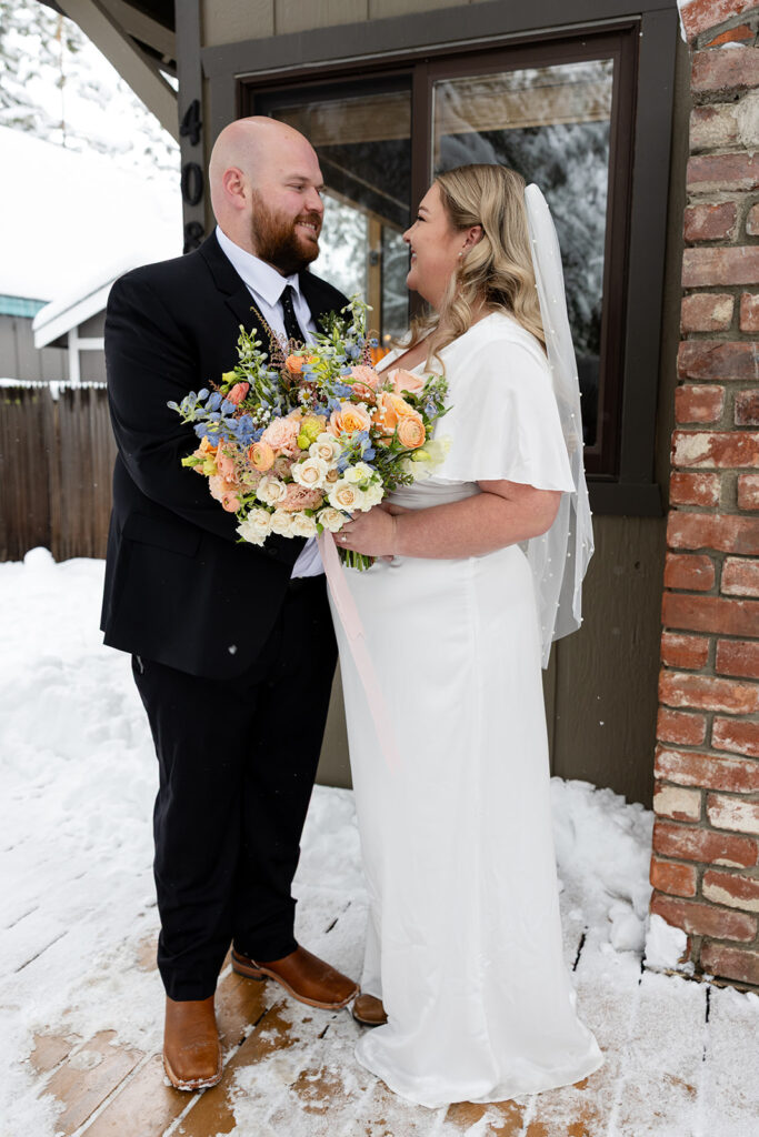 bride and groom first look