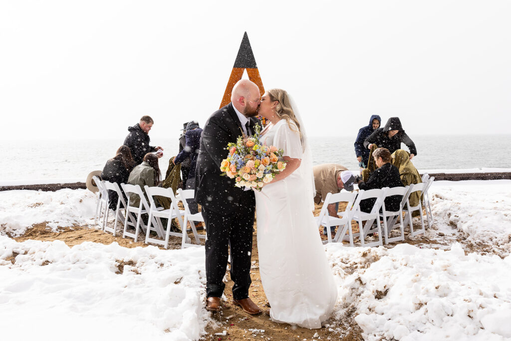 snowy spring micro wedding ceremony in lake tahoe
