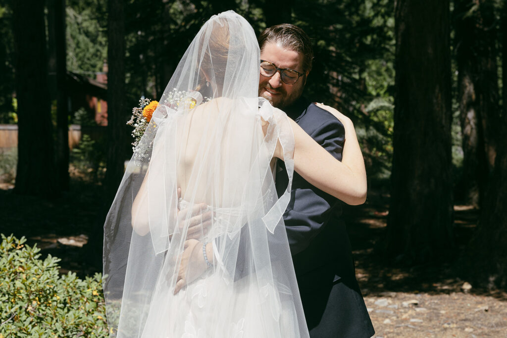 bride and groom first look