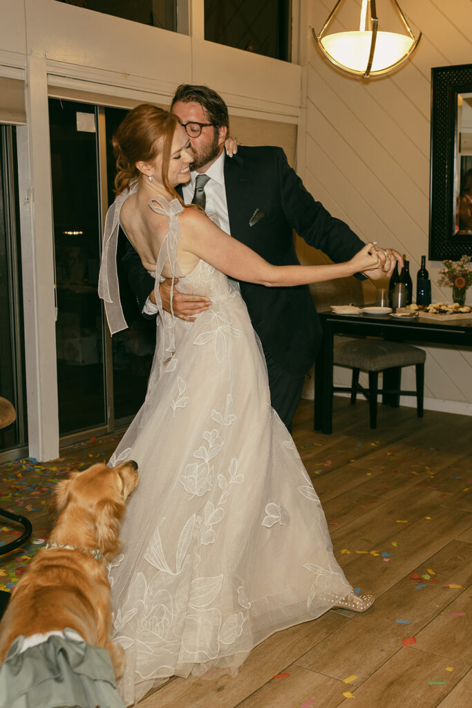 fun elopement reception dancing at an airbnb 
