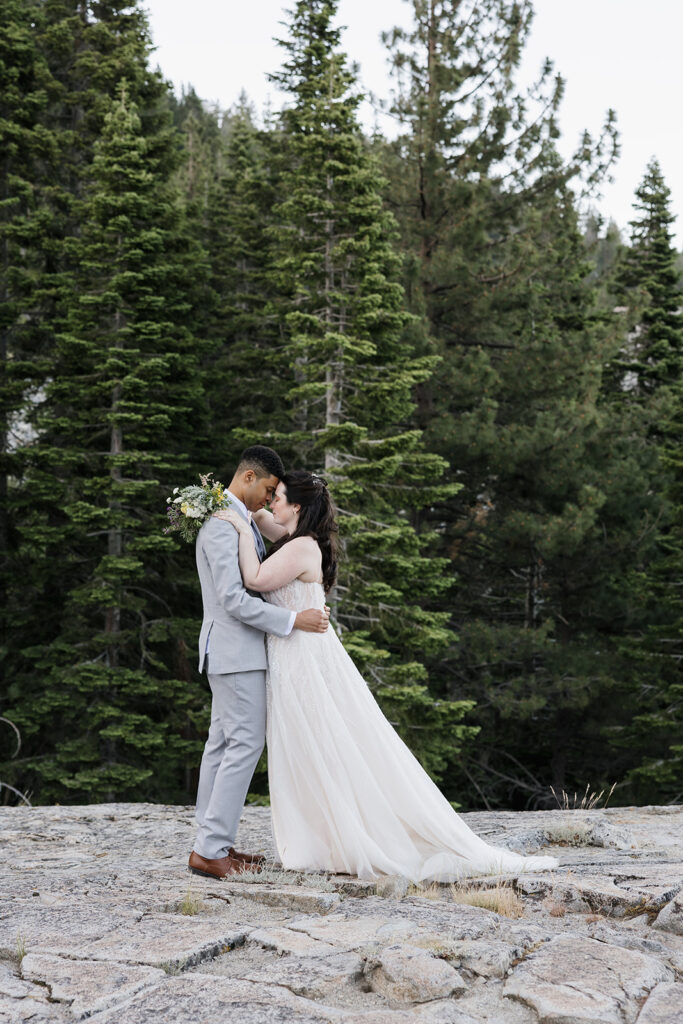 adventurous bride and groom during their lake tahoe elopement