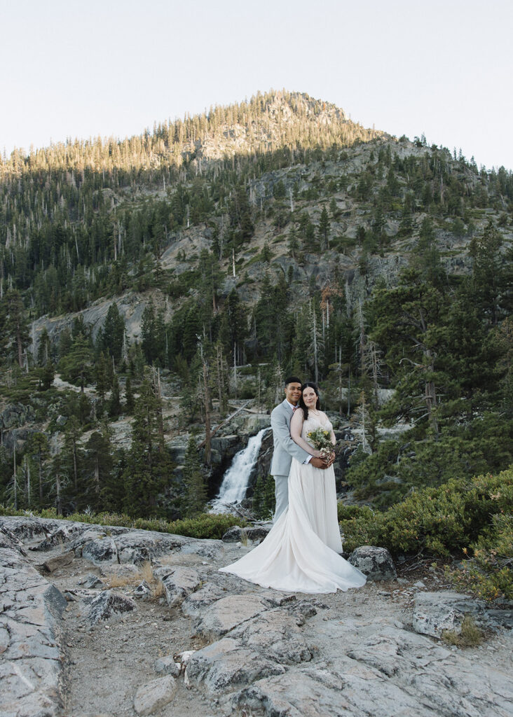 adventurous bride and groom during their lake tahoe elopement
