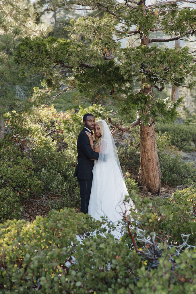 adventurous black couple during their lake tahoe elopement