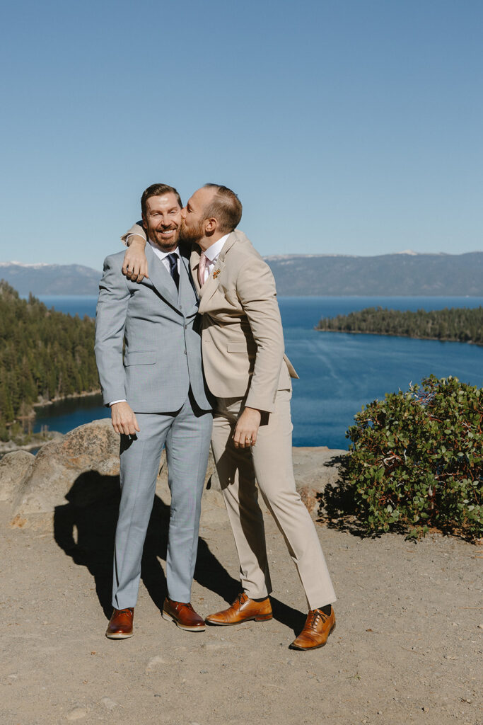 gay couple in lake tahoe during their adventure elopement day