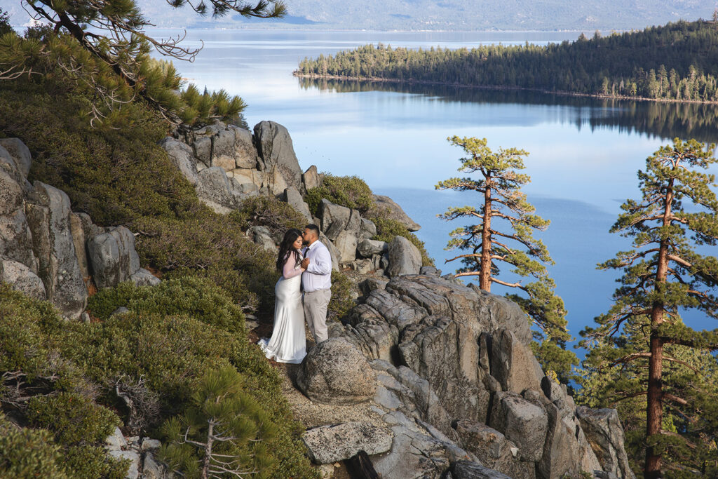 adventurous bride and groom during their lake tahoe elopement