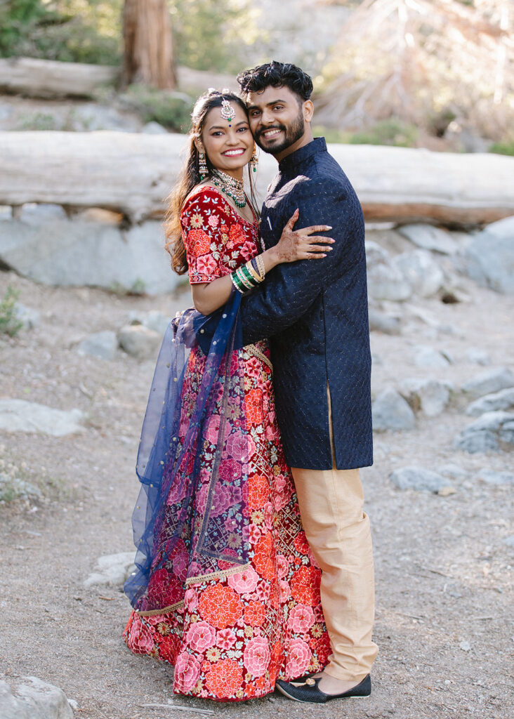 adventurous indian couple during their lake tahoe elopement
