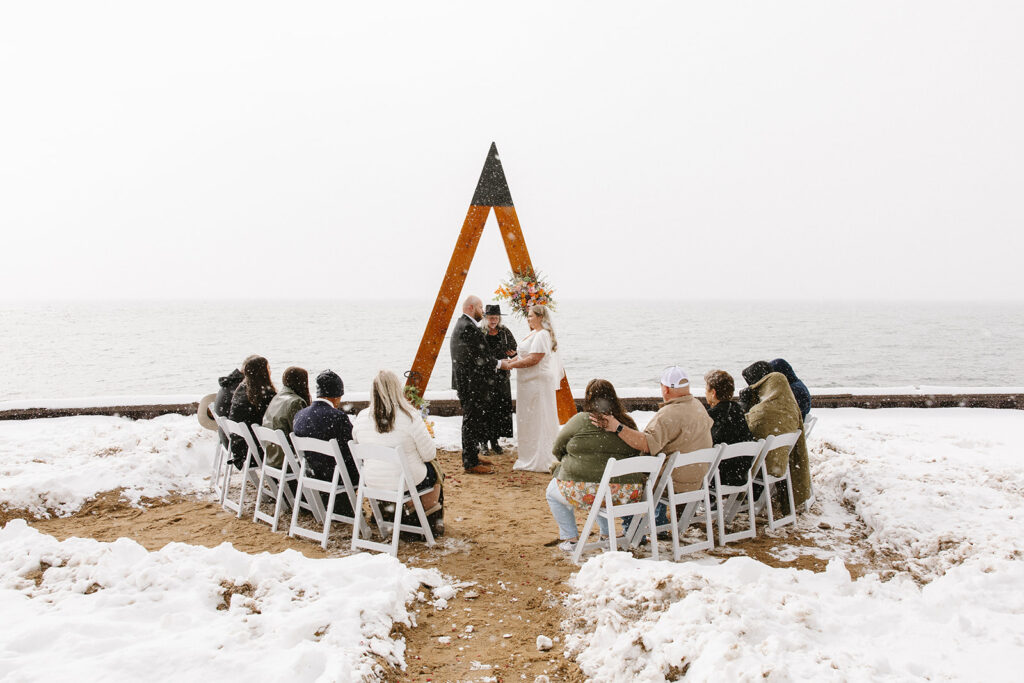 south lake tahoe micro wedding ceremony at the Arch