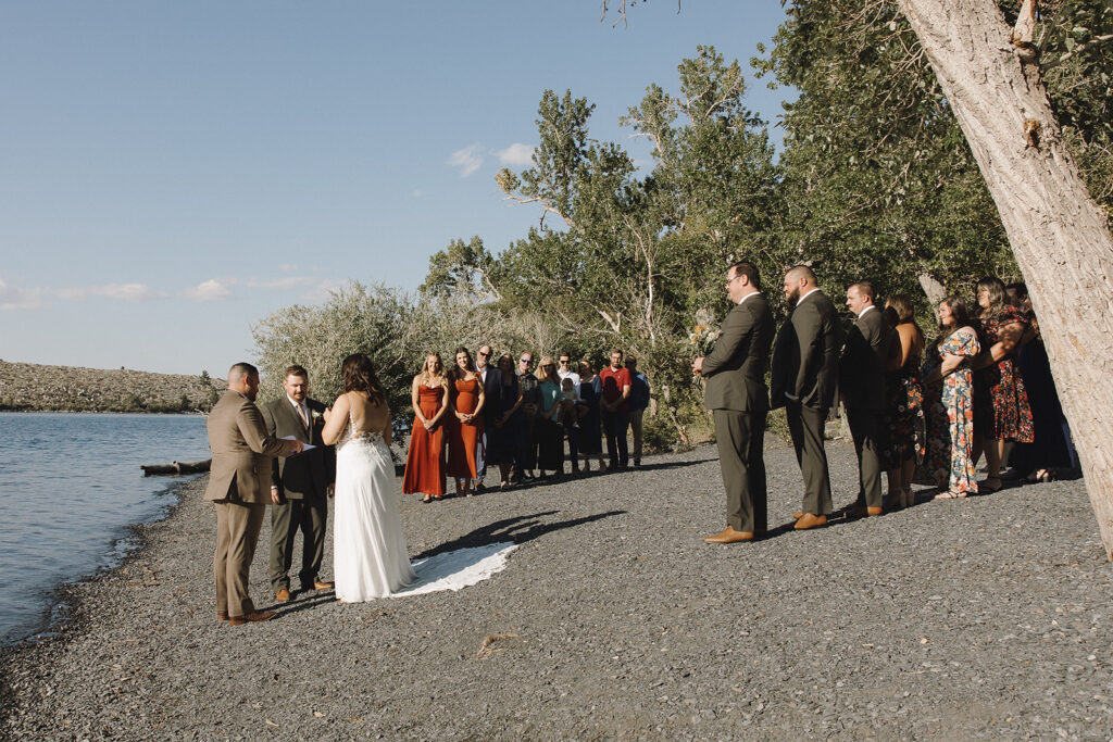 lake tahoe lakeside micro wedding ceremony